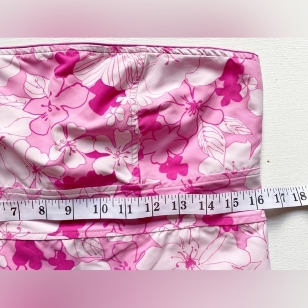 Vintage Reversible Strapless Y2K Pink Mini Dress With Floral Print - Picture 13 of 15